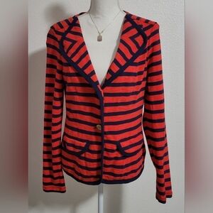 CAbi Red and Navy Striped Blazer